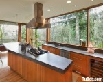 Tủ bếp gỗ Laminate màu vân gỗ thiết kế thoáng – TBT3377