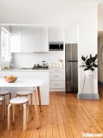 Tủ bếp gỗ Laminate thiết kế chữ U màu trắng đơn giản – TBT3564