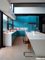 Tủ bếp gỗ Acrylic chữ L màu xanh nổi bật  – TB3622