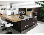 Tủ bếp gỗ Acrylic màu nâu thiết kế hiện đại – TBT3721