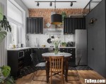 Tủ bếp gỗ Tần Bì màu đen huyền bí tiện dụng – TBT3221