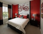 Phòng ngủ đẹp và độc đáo với ba tông màu đỏ – đen – trắng