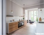 Tủ bếp gỗ Laminate màu vân gỗ chữ I đơn giản – TBT3176