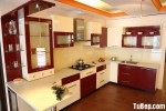 Tủ bếp Acrylic phối trắng đỏ đọc đáo,hiện đại – TBB4462