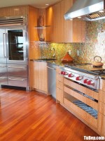 Tủ bếp gỗ Laminate màu vân gỗ thiết kế hiện đại – TBT3257
