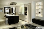 Tủ bếp gỗ Acrylic sự kết hợp màu đen và trắng hài hòa – TBT3310