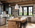 Tủ bếp gỗ Laminate sự phối màu sáng tạo – TBT3350