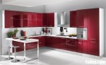 Tủ bếp Acrylic màu đỏ bóng gương nổi bật ,hiện đại – TBB4555