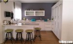 Tủ bếp MDF xanh chống ẩm chữ G sơn men trắng – TBB4593