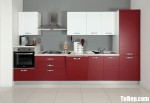 Tủ bếp Laminate phối màu trắng đỏ kiểu dáng dáng chữ I – TBB4716