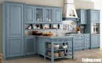 Tủ bếp gỗ Sồi tự nhiên sơn men xanh – TBB4761