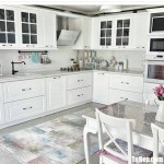Tủ bếp gỗ Xoan Đào tự nhiên sơn men trắng chữ L phong cách Châu Âu hiện đại – TBB4890