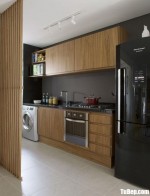 Tủ bếp Laminate vân gỗ dạng chữ I phù hợp với không gian bếp nhỏ và vừa – TBB4967