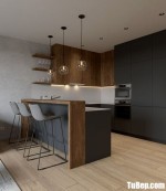 Tủ bếp Laminate vân gỗ chữ U thiết kế tinh tế sang trọng – TBB5034