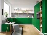 Tủ bếp gỗ Laminate màu xanh cho không gian sang trọng  – TBT4009
