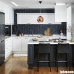 Tủ bếp gỗ Sồi sơn men trắng chữ L phong cách Châu Âu – TBB5080